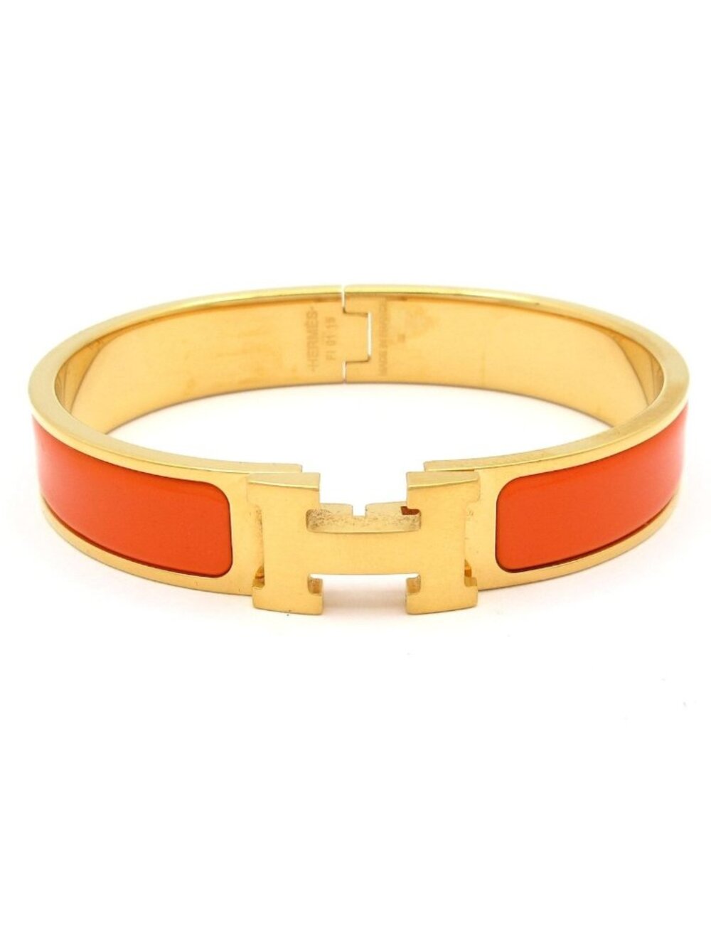 Hermes Bangle Clic H Gold Orange Bracelet